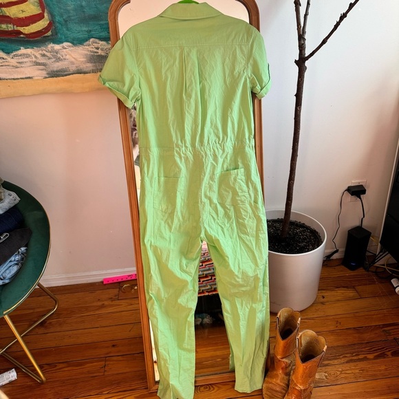 NWOT Rachel Antonoff Lime Green Cotton Draw String Jumpsuit Small - Picture 4 of 5
